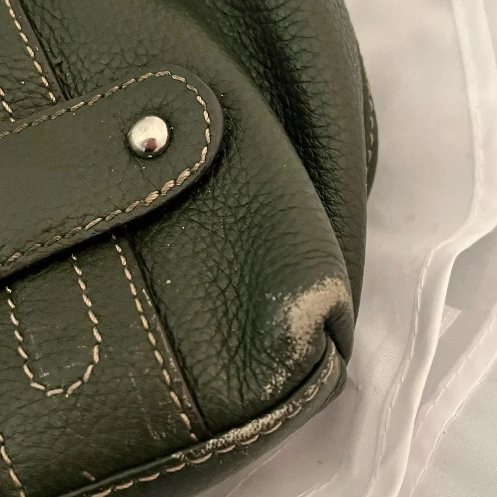 Tignanello Olive Green Leather Shoulder Bag